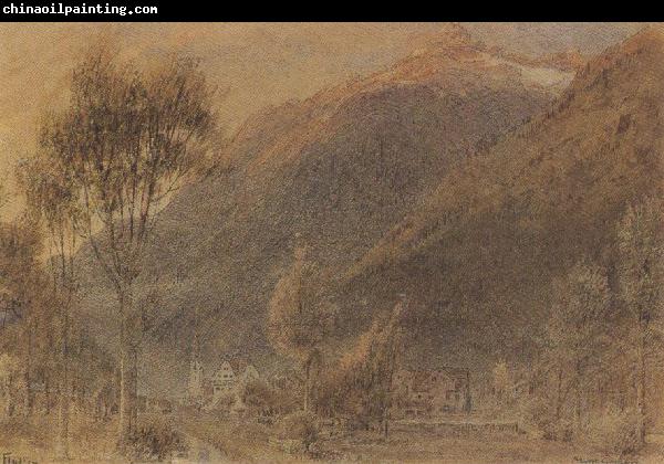 Albert goodwin,r.w.s The Town of Fluelen,Switzerland (mk37)