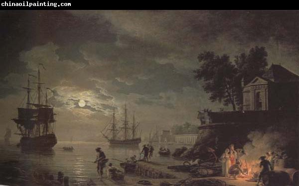 Claude-joseph Vernet Night,A Port in Moonlight (mk43)