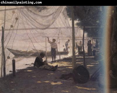 Francois Bocion Fishermen Mending Their Fishing Nets (nn02)