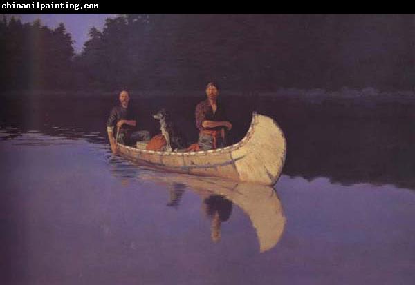 Frederic Remington Evening on a Canadian Lake (mk43)