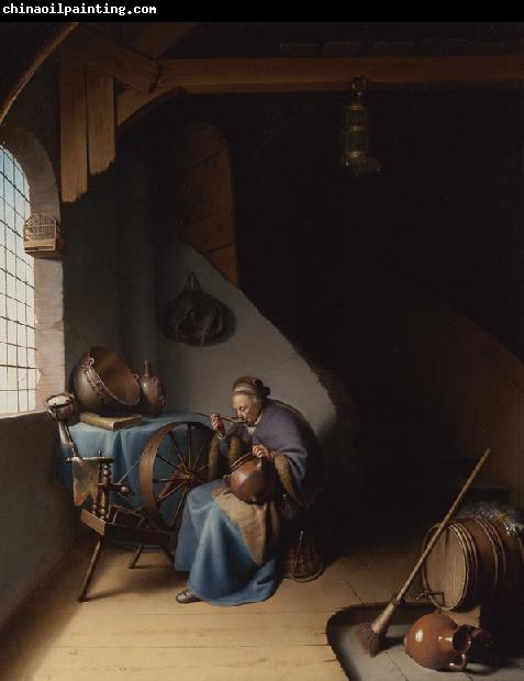 Gerrit Dou An Interior with a Woman eating Porridge (mk33)