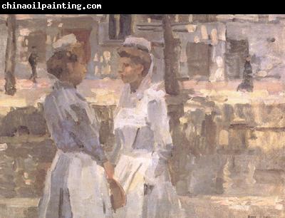 Isaac Israels Amsterdam Serving Girls on the Gracht (nn02)