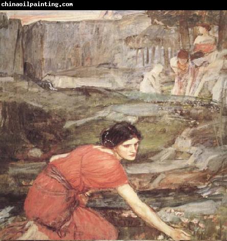 John William Waterhouse Study:Maiidens picking Flowers by a Stream (mk41)