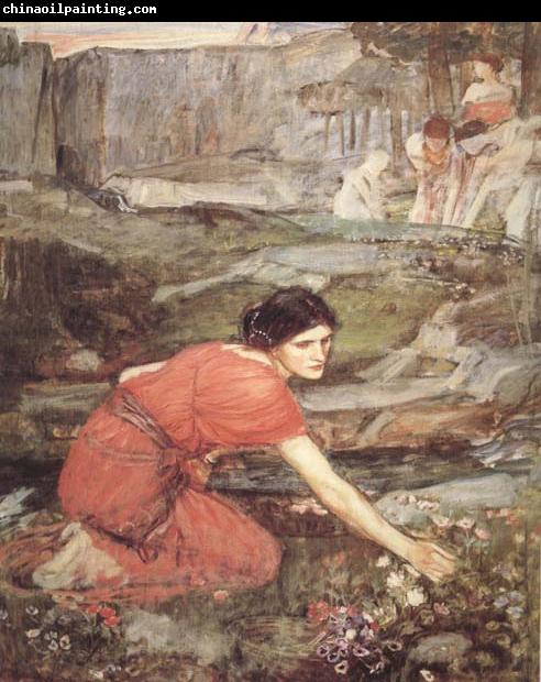 John William Waterhouse Study:Maiidens picking Flowers by a Stream (mk41)