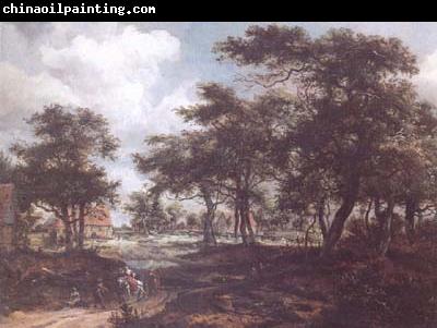 Meindert Hobbema Wooded Landscape with Travellers (mk25)