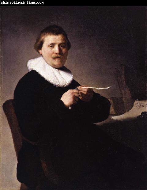 REMBRANDT Harmenszoon van Rijn Portrait of a man trimming his quill (mk33)