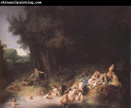 REMBRANDT Harmenszoon van Rijn Diana bathing with her Nymphs,with the Stories of Actaeon and Callisto (mk33)