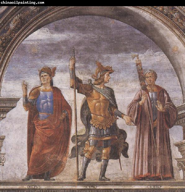 Sandro Botticelli Domenico Ghirlandaio and Assistants,The Roman heroes Decius Mure,Scipio and Cicero (mk36)
