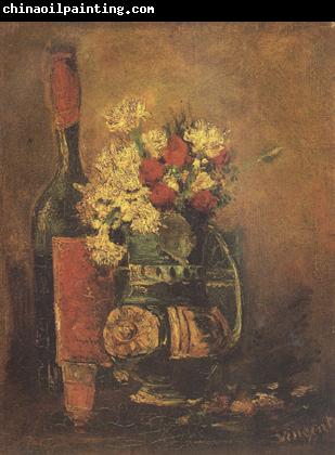 Vincent Van Gogh Vase with Carnation and Roses and a Bottle (nn04)