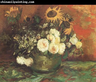 Vincent Van Gogh Bowl with Sunflowers,Roses and other Flowers (nn040