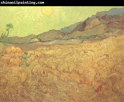 Vincent Van Gogh Wheat Fields with Reaper at Sunrise (nn04)