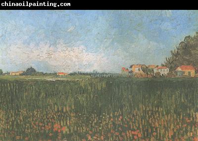 Vincent Van Gogh Farmhouses in a Wheat Field near Arles (nn04)