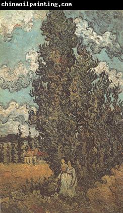 Vincent Van Gogh Cypresses and Two Women (nn04)