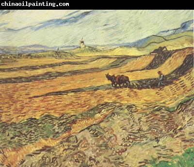 Vincent Van Gogh Field with Ploughman and Mill (nn04)