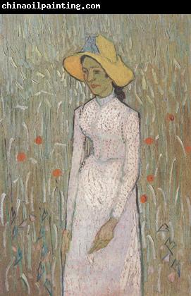 Vincent Van Gogh Young Girl Standing against a Background of Wheat (nn04)