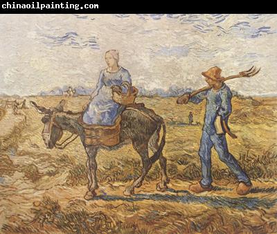 Vincent Van Gogh Morning:Peasant Couple Going to Work (nn04)