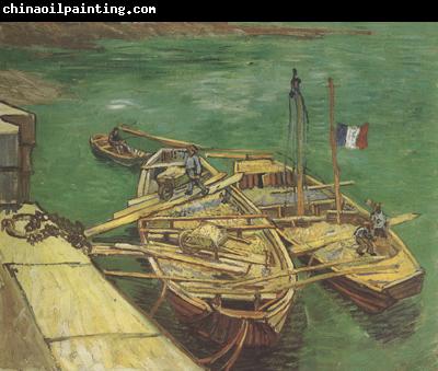 Vincent Van Gogh Quay with Men Unloading Sand Barges (nn04)