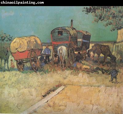 Vincent Van Gogh Encampment of Gypsies with Caravans (nn04)