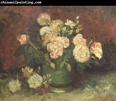 Vincent Van Gogh Bowl wtih Peonies and Roses (nn04)