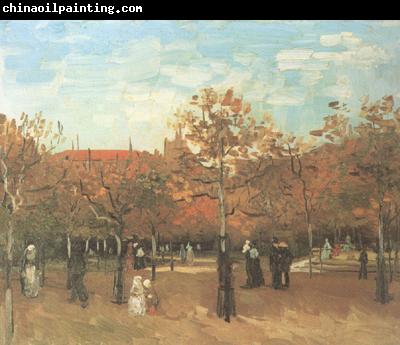 Vincent Van Gogh The Bois de Boulogne with People Walking (nn04)