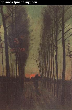 Vincent Van Gogh Avenue of Poplars at Sunset (nn04)