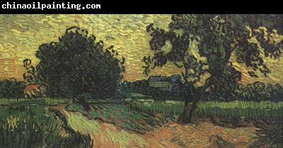 Vincent Van Gogh Landscape with thte Chateau of Auvers at Sunset nn04)