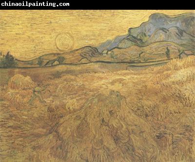 Vincent Van Gogh Wheat Field wtih Reaper and Sun (nn04)