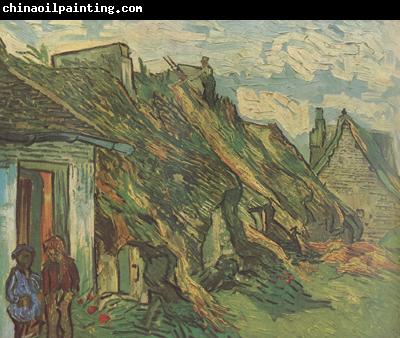 Vincent Van Gogh Thatched Sandstone Cottages in Chaponval (nn04)