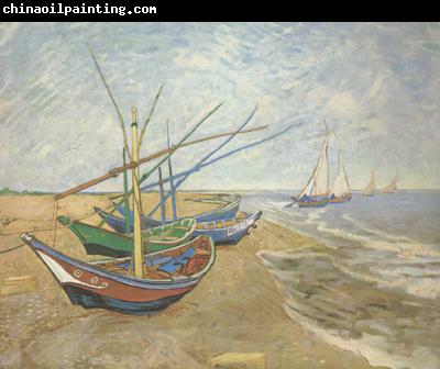 Vincent Van Gogh Fishing Boats on the Beach at Saintes-Maries (nn04)