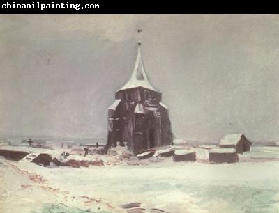 Vincent Van Gogh The old Cemetery Tower at Nuenen in thte Snow (nn040