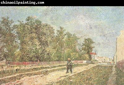 Vincent Van Gogh Outskirts of Paris:Road with Peasant Shouldering a Spade (nn04)