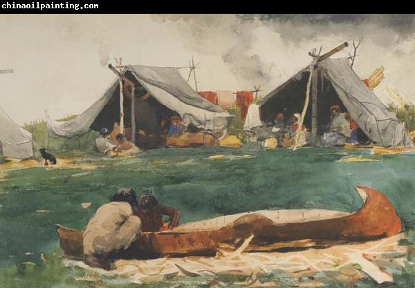 Winslow Homer Montagnais Indians (Making Canoes) (mk44)