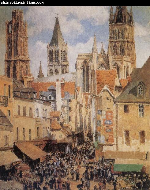 Camille Pissarro The Old Marketplace in Rouen and the Rue de l-Epicerie