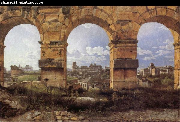 Christoffer Wilhelm Eckersberg View through three northwest arches of the Colossum in Rome,Storm gathering over the city