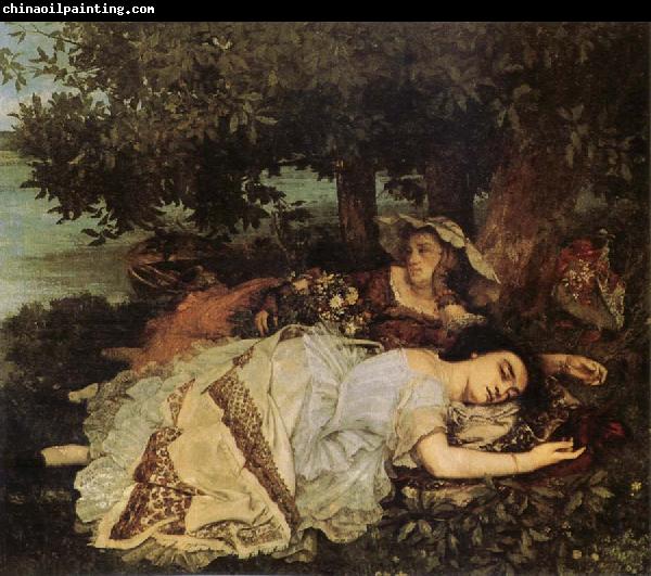 Gustave Courbet Young Women on the Banks of the Seine