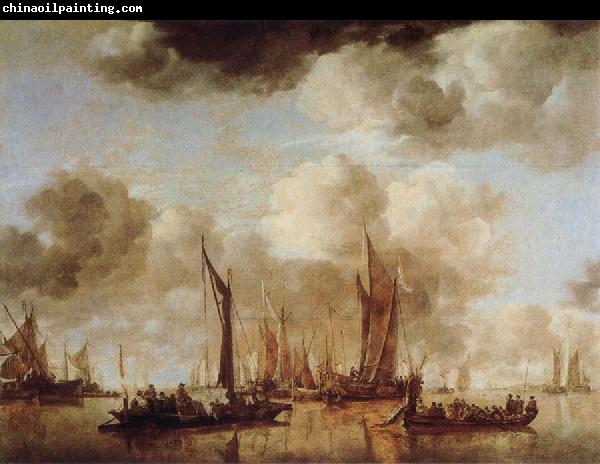 Jan van de Capelle Shipping Scene with a Dutch Yacht Firing a Salure