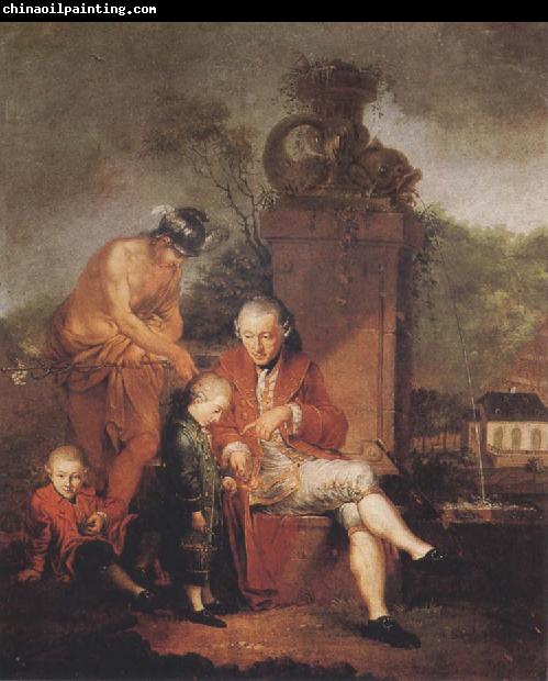 Januarius Zick Gottfried Peter de Requile with his two sons and Mercury