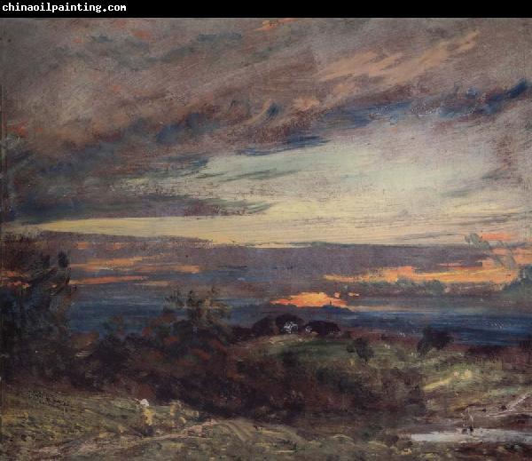 John Constable Hampstead Heath,sun setting over Harrow 12 September 1821