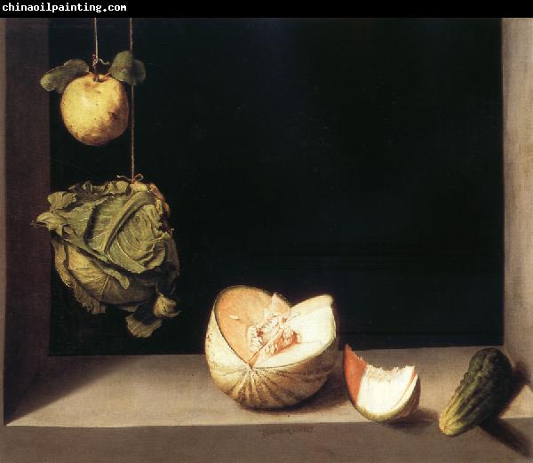 Juan Sanchez-Cotan Still life with quince,cabbage,Melon and Cucumber