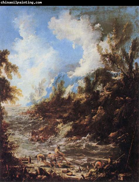 MAGNASCO, Alessandro Seascape with Fishermen and Bathers