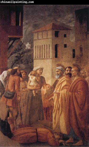 MASACCIO St Peter distributes the Goods of the Community and The Death of Ananias