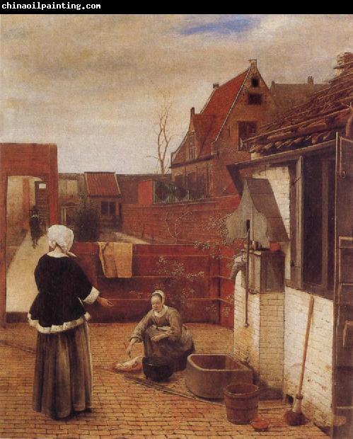 Pieter de Hooch A Woman and her Maid in  Courtyard