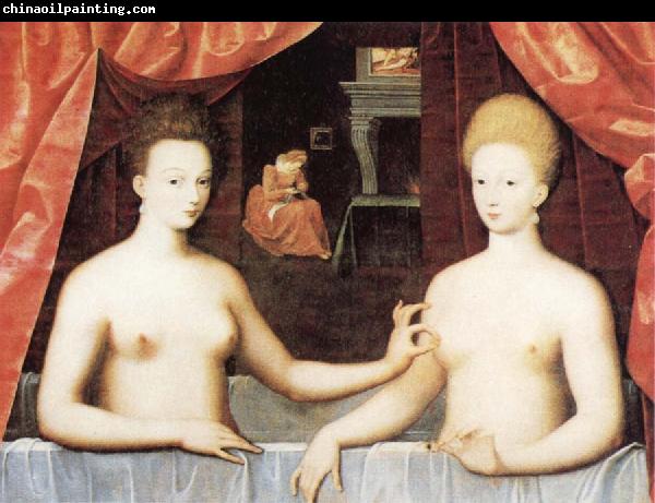 School of Fontainebleau Gabrielle d'Estrees and One of he Sisters in the Bath