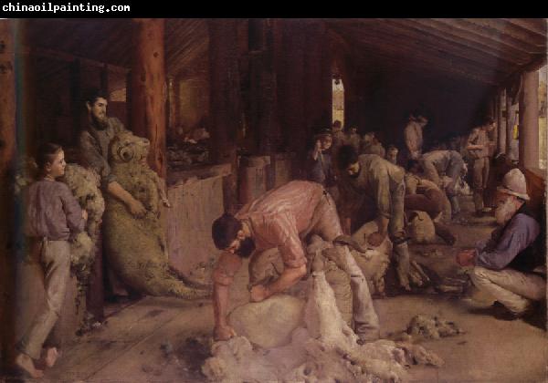 Tom roberts Shearing the rams