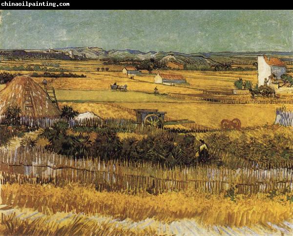 Vincent Van Gogh Harvest at La Crau,with Montmajour in the Background