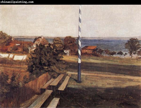 Wilhelm Trubner Landscape with Flagpole