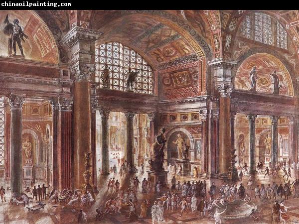 unknow artist Reconstruction of the Baths of Diocletian in Rome