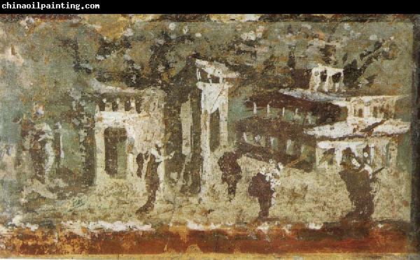 unknow artist Wall painting houses at noon from Pompeii